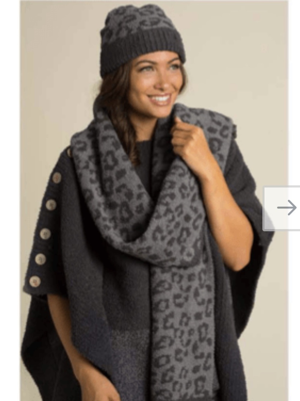 Barefoot Dreams CozyChic Barefoot in The Wild Beanie and Scarf Set NWT